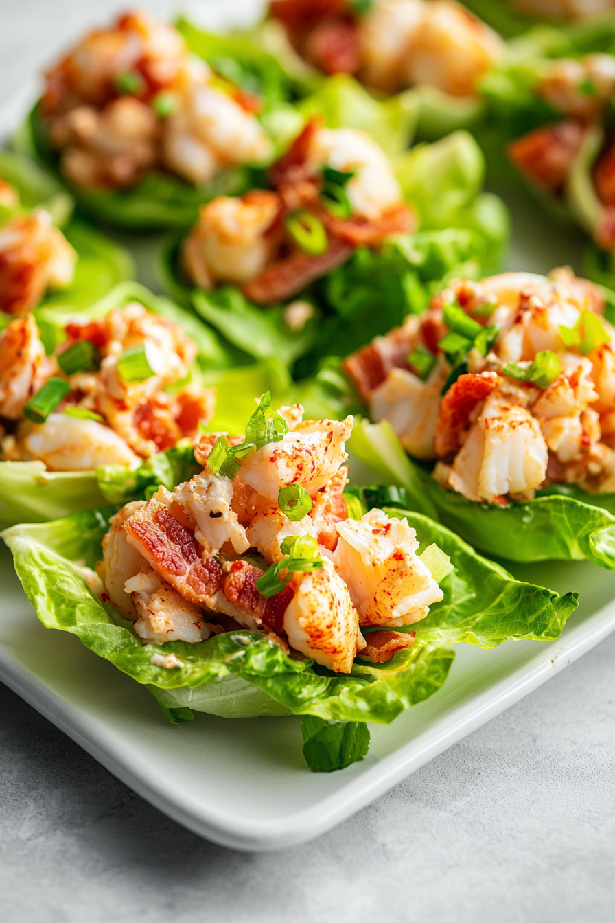 Keto Lobster and Bacon Lettuce Cups