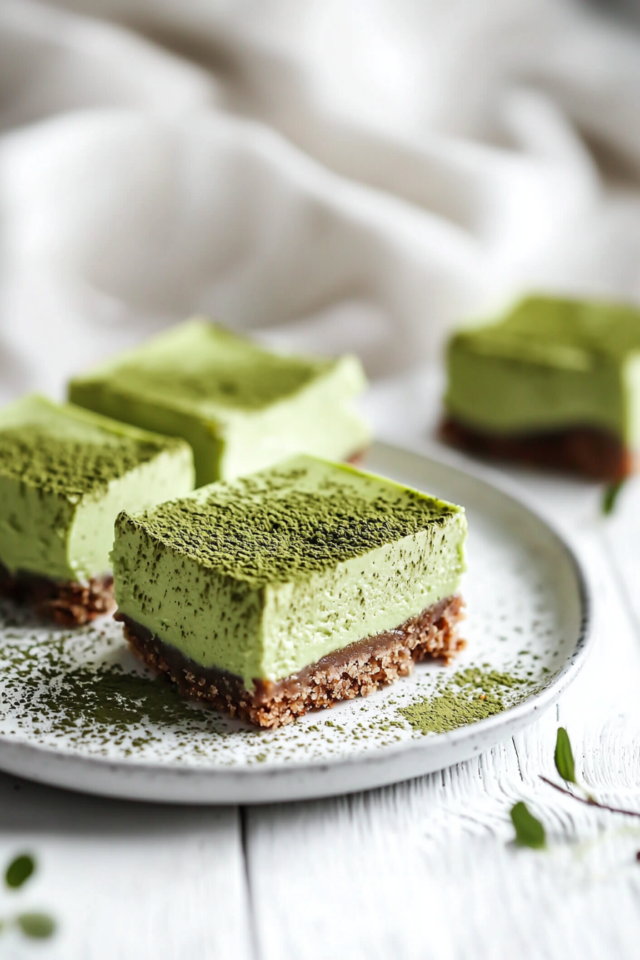 Keto Matcha Cheesecake Bars Finished
