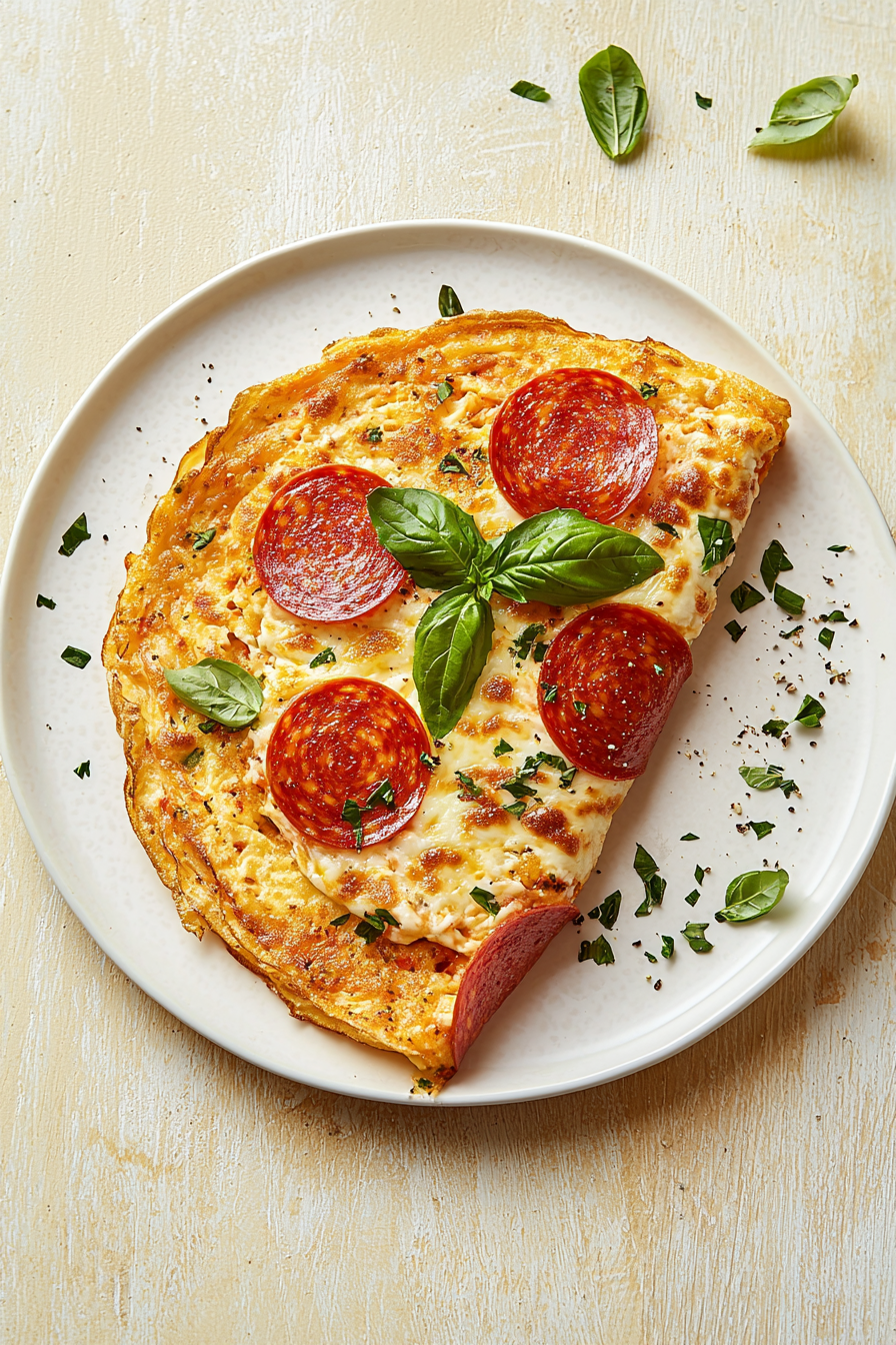 Keto Pepperoni Pizza Omelet Cooking Process