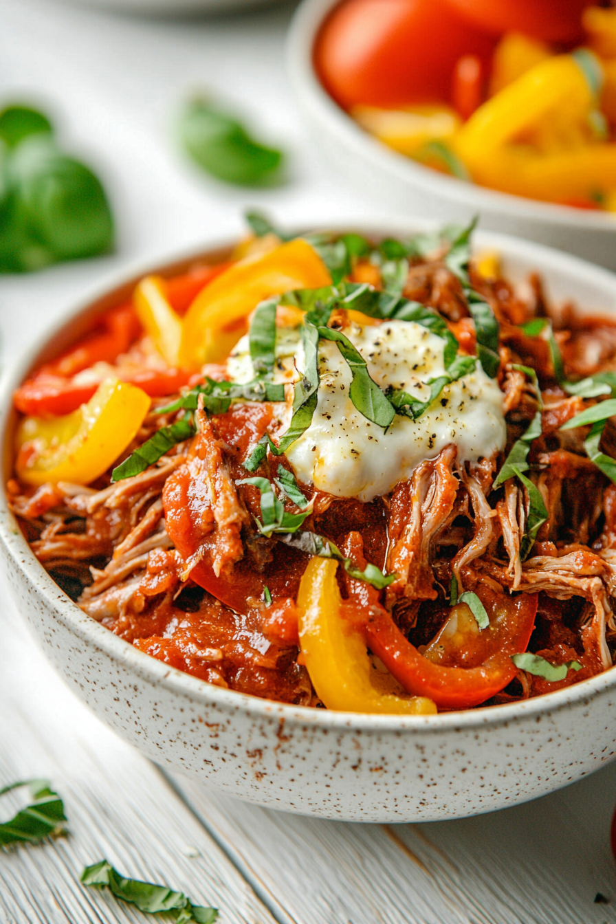 Keto Pulled Pork Pizza Bowls Baked