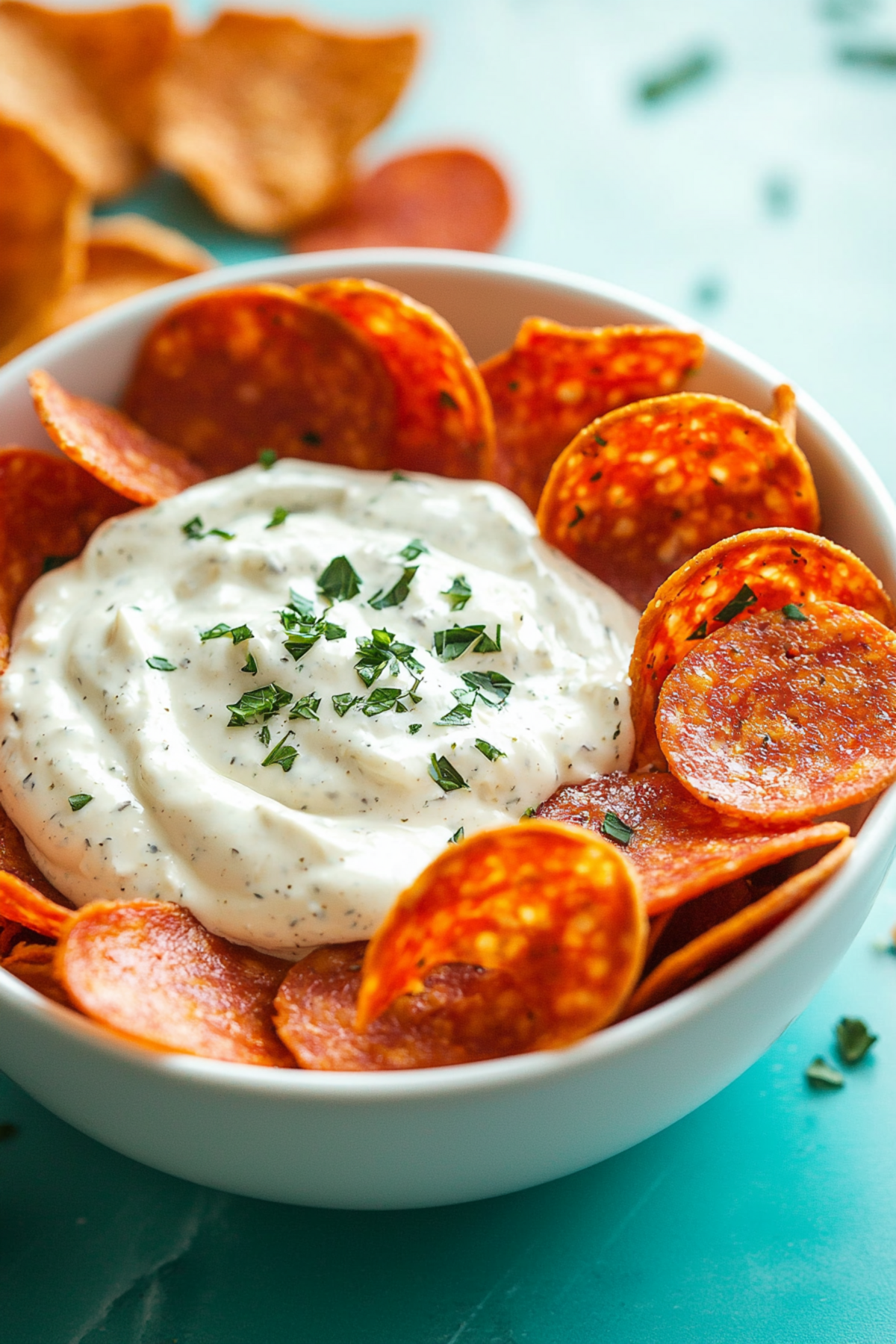 Keto Ranch Dip with Pepperoni Chips_001