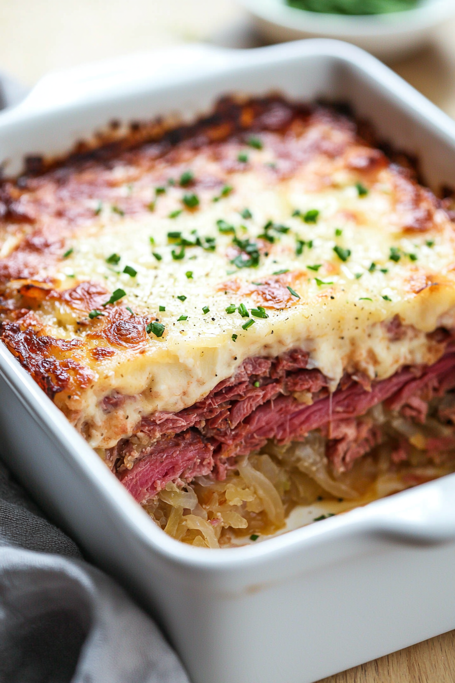 Keto Reuben Casserole Layers