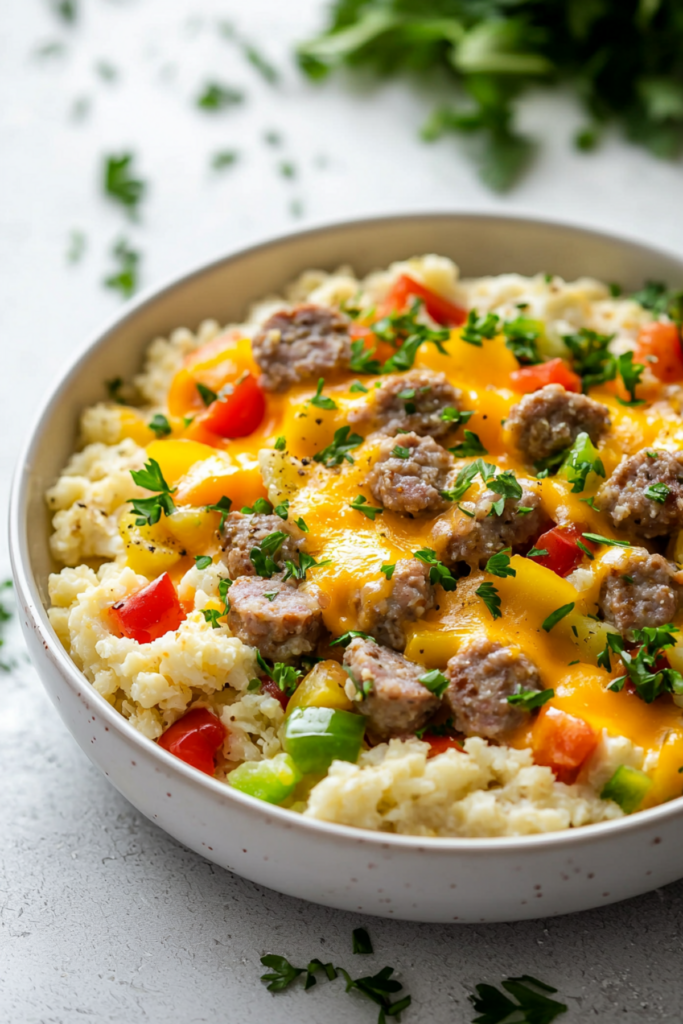 Keto Sausage and Cauliflower Breakfast Skillet_001