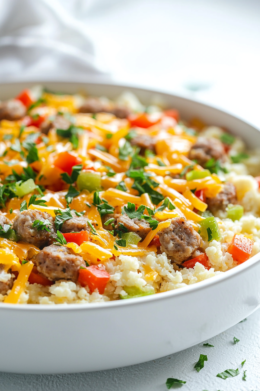 Keto Sausage and Cauliflower Breakfast Skillet Cooking Process