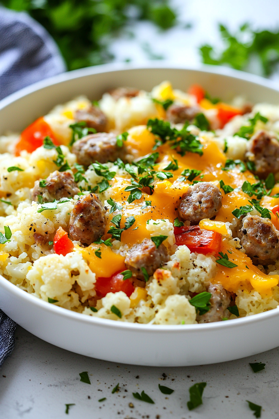 Keto Sausage and Cauliflower Breakfast Skillet Ingredients