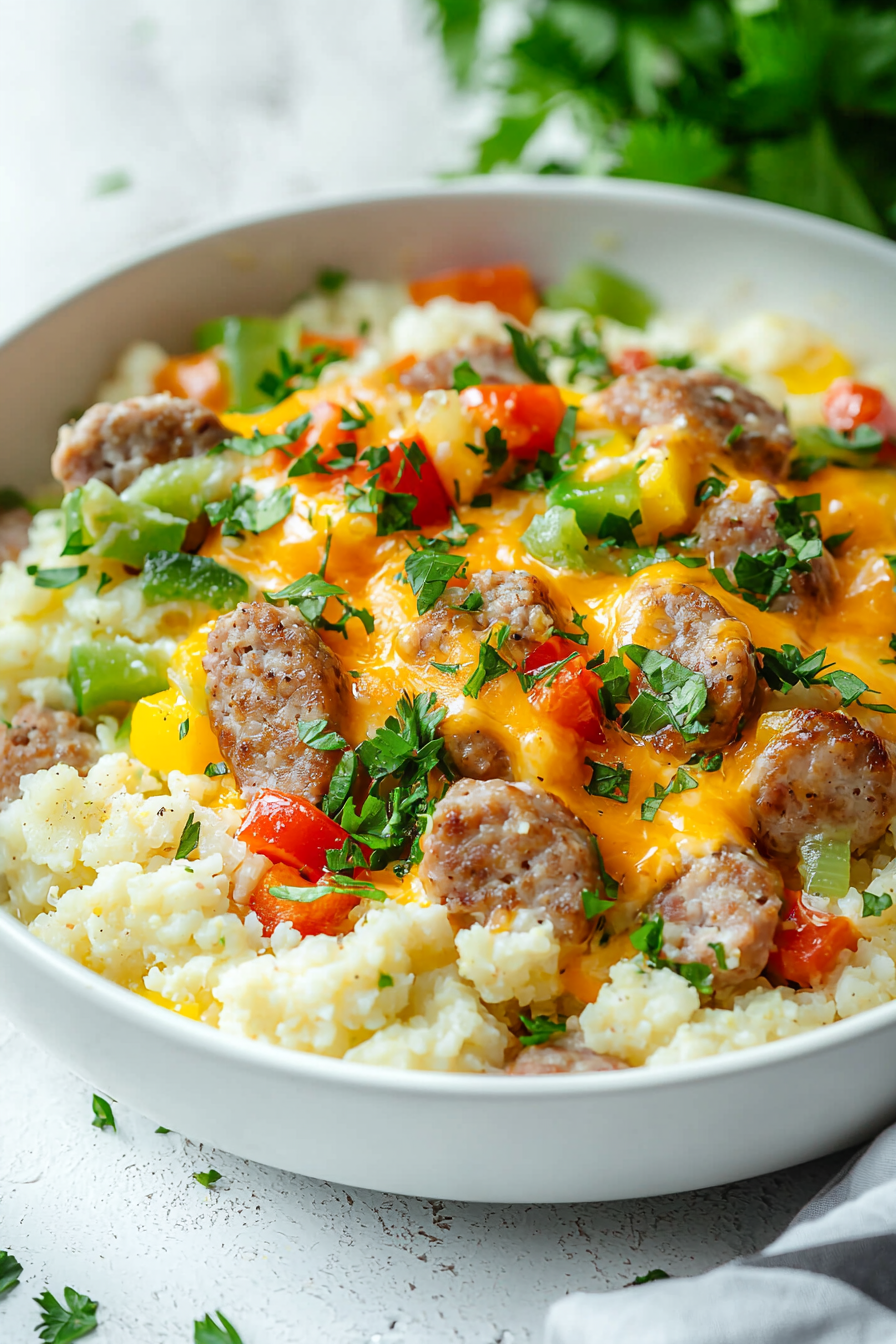 Keto Sausage and Cauliflower Breakfast Skillet