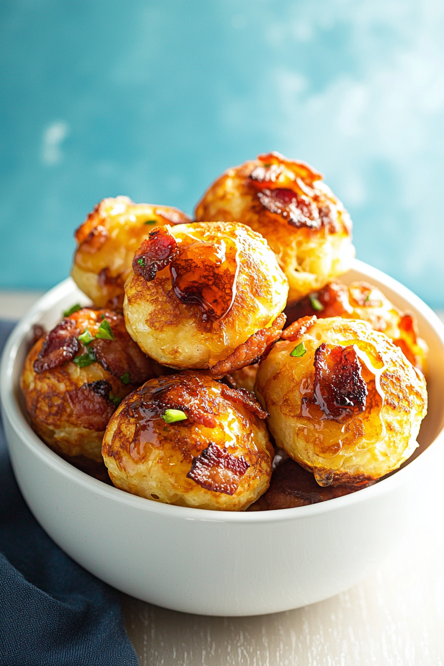 Maple Bacon Keto Pancake Bombs Served