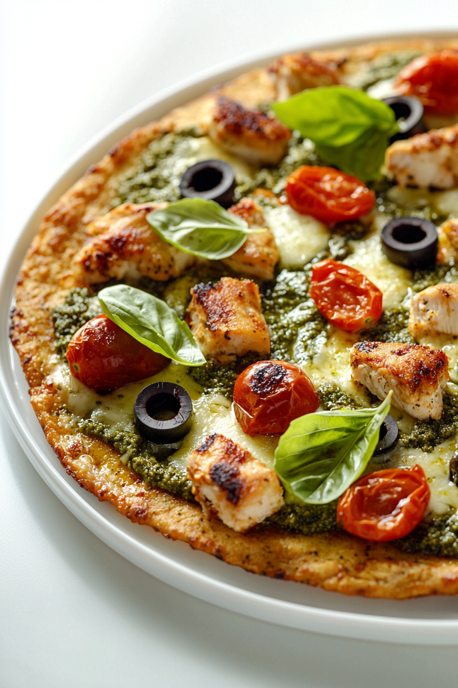 Pesto Chicken Crust Pizza