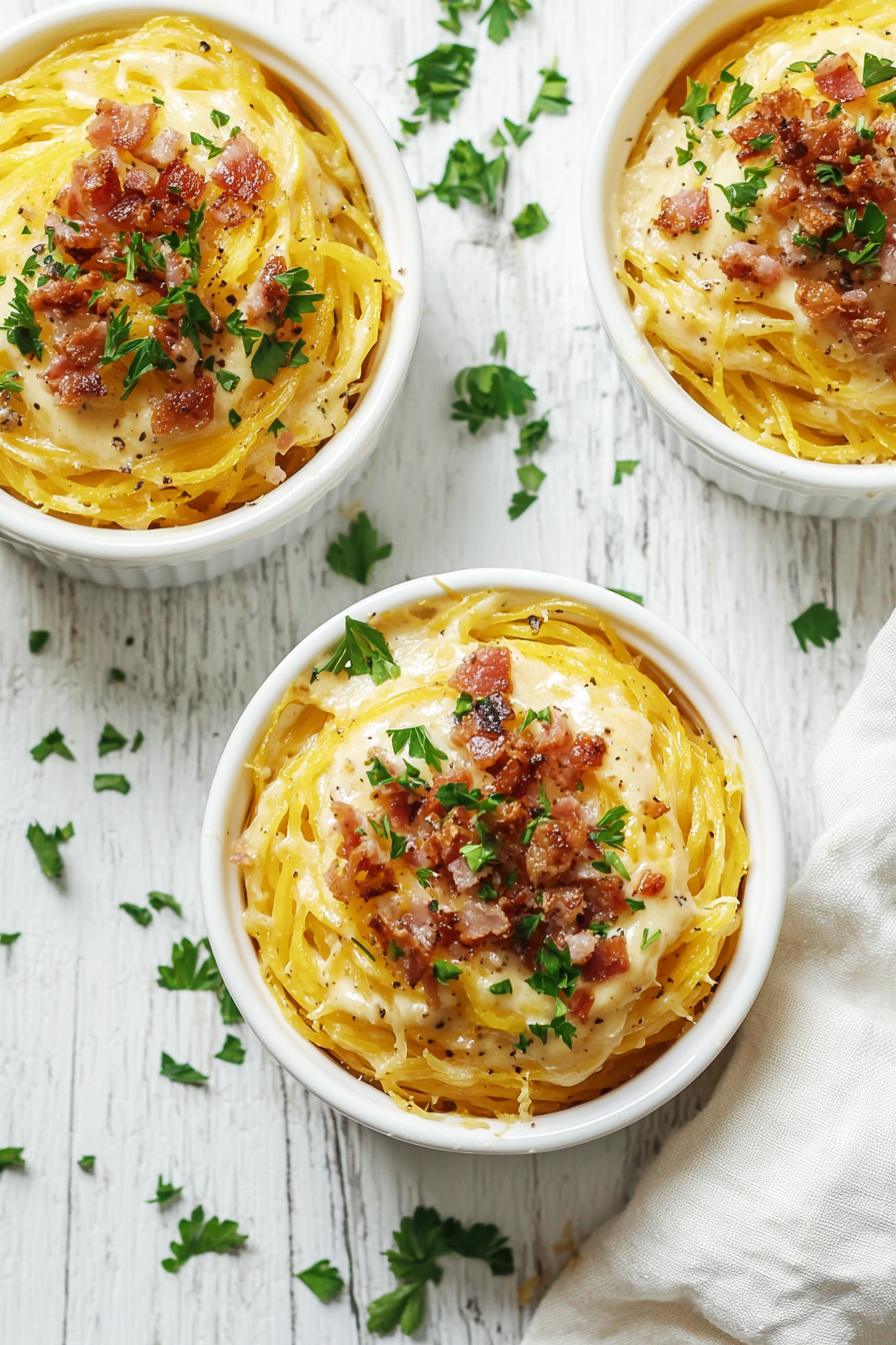 Cooking Spaghetti Squash Carbonara Cups