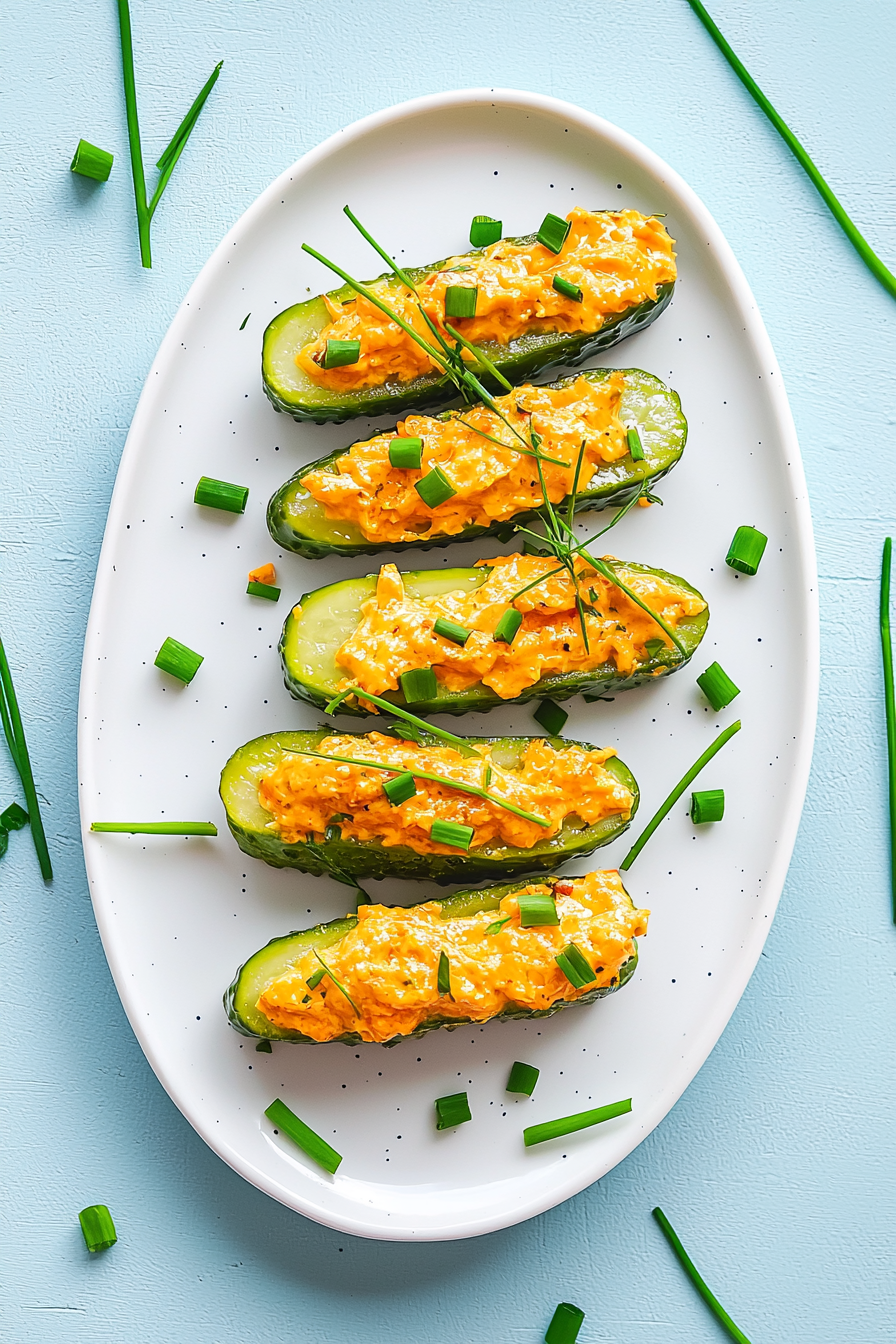 Cheese-Stuffed Pickle Spears Preparation
