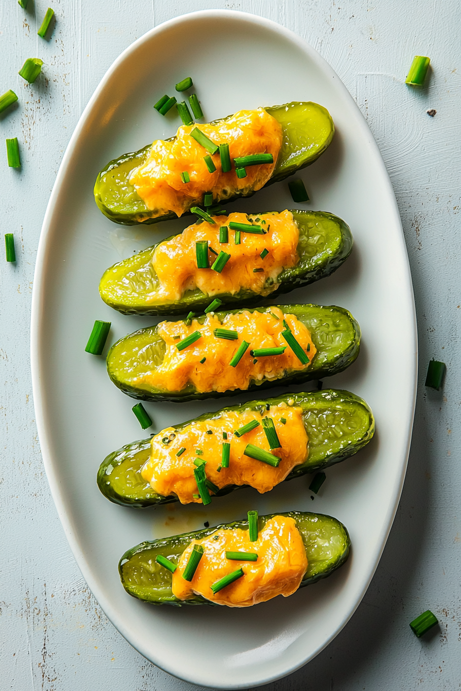Spicy Cheese-Stuffed Pickle Spears