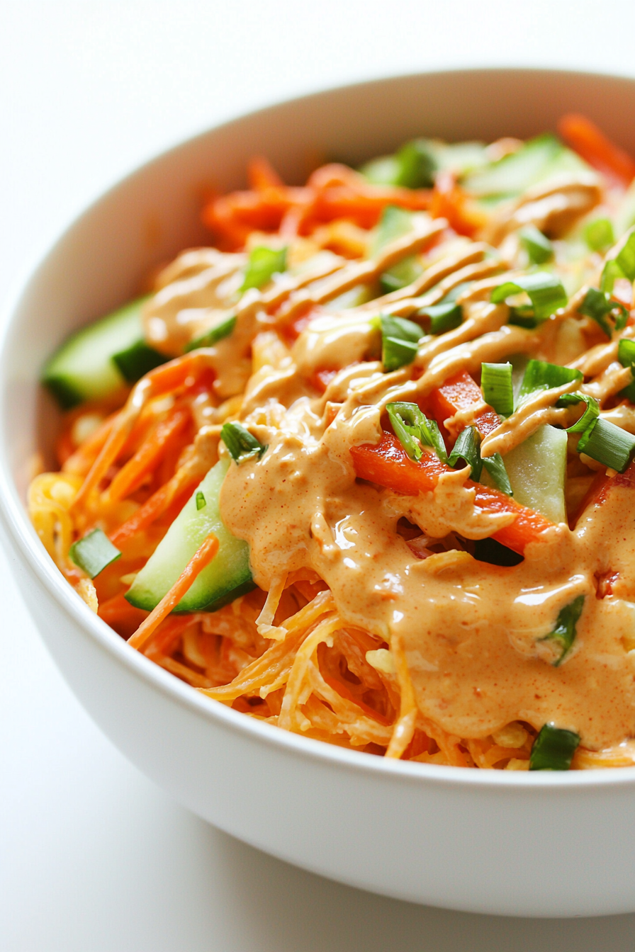 Thai Peanut Cauliflower Noodle Salad Preparation